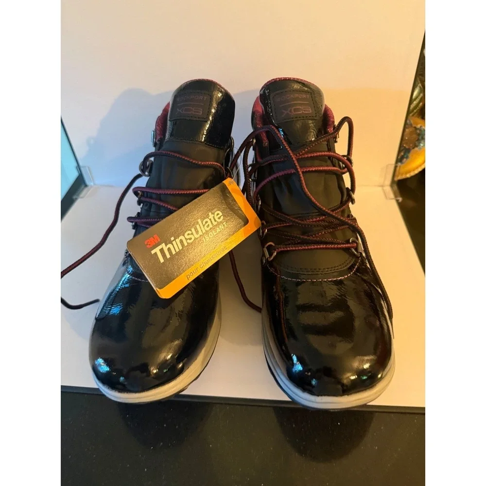 Rockport XCS Britt Alpine Boots Black Patent Thinsulate Waterproof Womens 10W